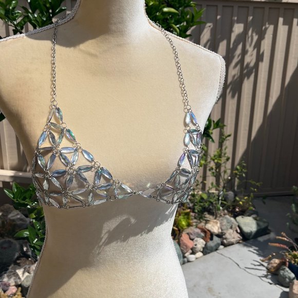 Body Jewelry chain metal and gemstones bra / top - Picture 9 of 9